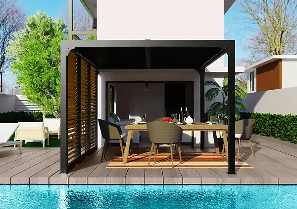 Pergola alu bioclimatique - Anthracite - L.360xH.231xP.300cm HABRITA Vente Flash