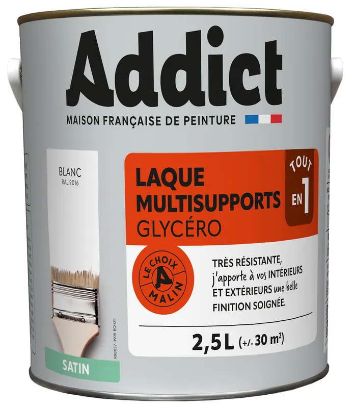 Paiement Sécurisé Laque Multisupports Satin 2.5 L blanc Ral 9016 ADDICT