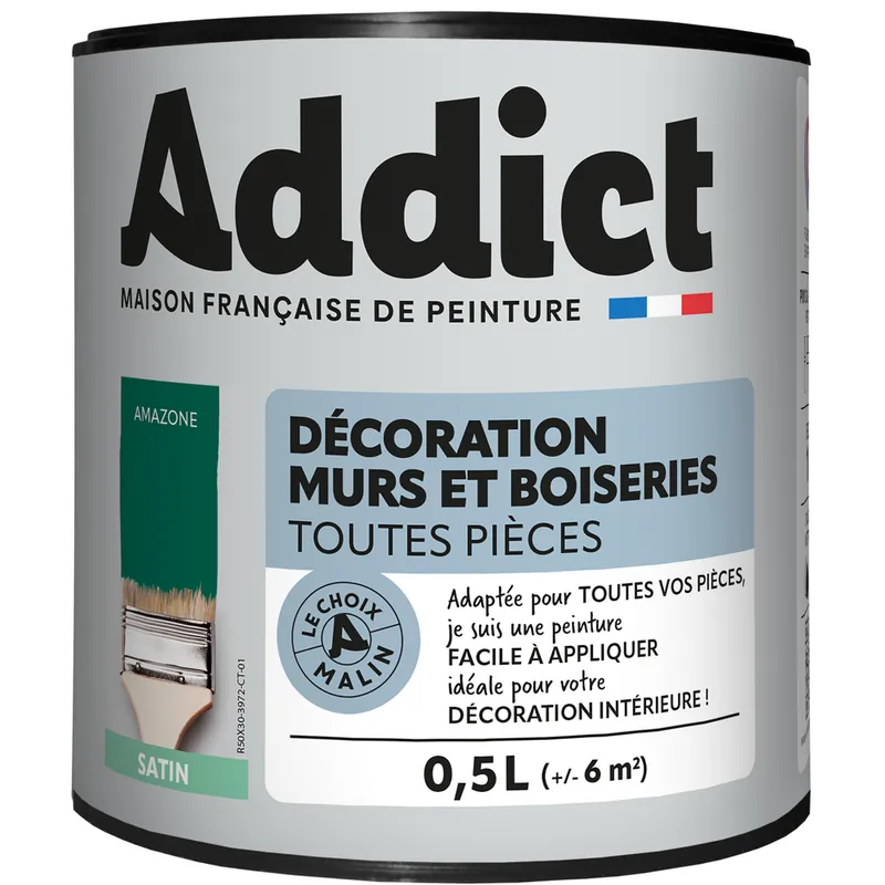 Peinture décoration Murs et Boiseries SATIN 0.5 L amazone - ADDICT Vente Flash