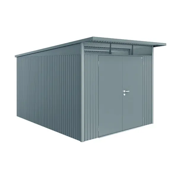 Prix Réduit Abri métal AvantGarde A8 - Gris quartz - L.380xH.222xP.260cm BIOHORT