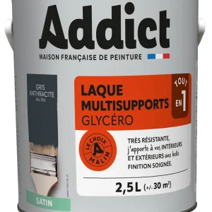 Laque Multisupports Satin 2.5 L Gris Manganèse Ral 7016 ADDICT Remise