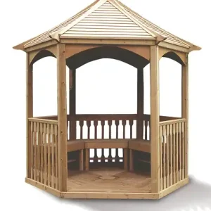 Pavillon de jardin hexagonal en pin - Diam.3.35m - H.3.15m HABRITA Authentique
