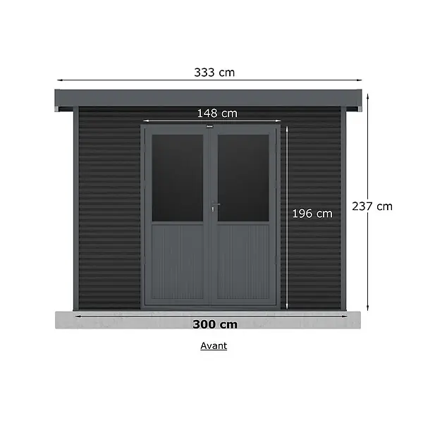 Abri de jardin en bois composite Onyx - 5,60 m² - H.237xL.333xP.225cm BARAC Authentique