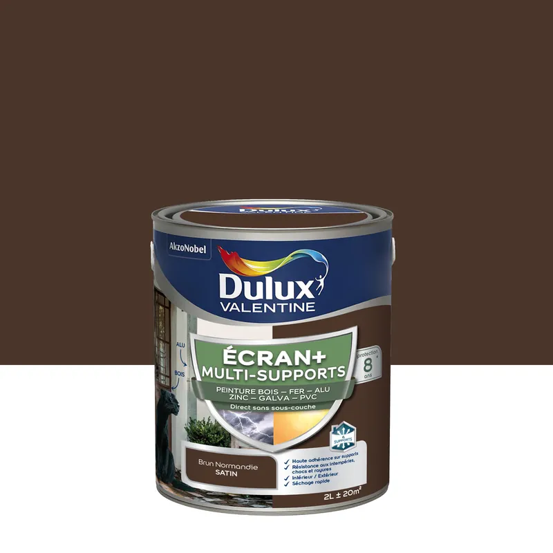 Satisfait Ou Remboursé Peinture Ecran+ Multi-supports Dulux Valentine Satin Brun Normandie 2 L