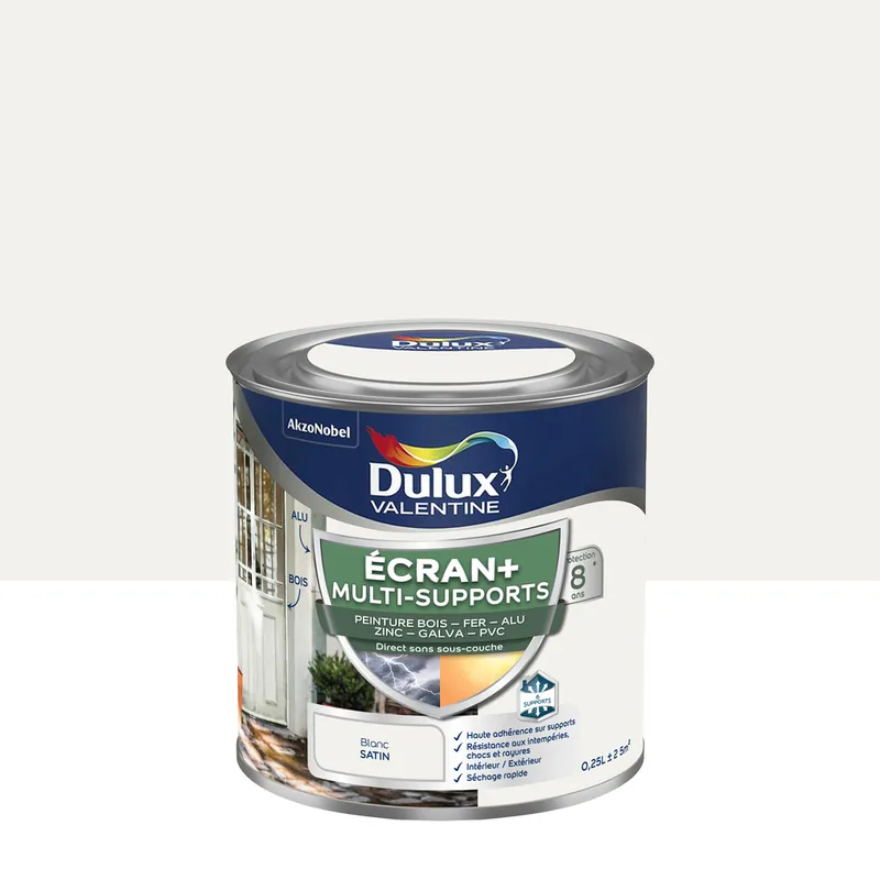 Commande En Gros Peinture Ecran+ Multi-supports Dulux Valentine Satin Blanc 0,25 L