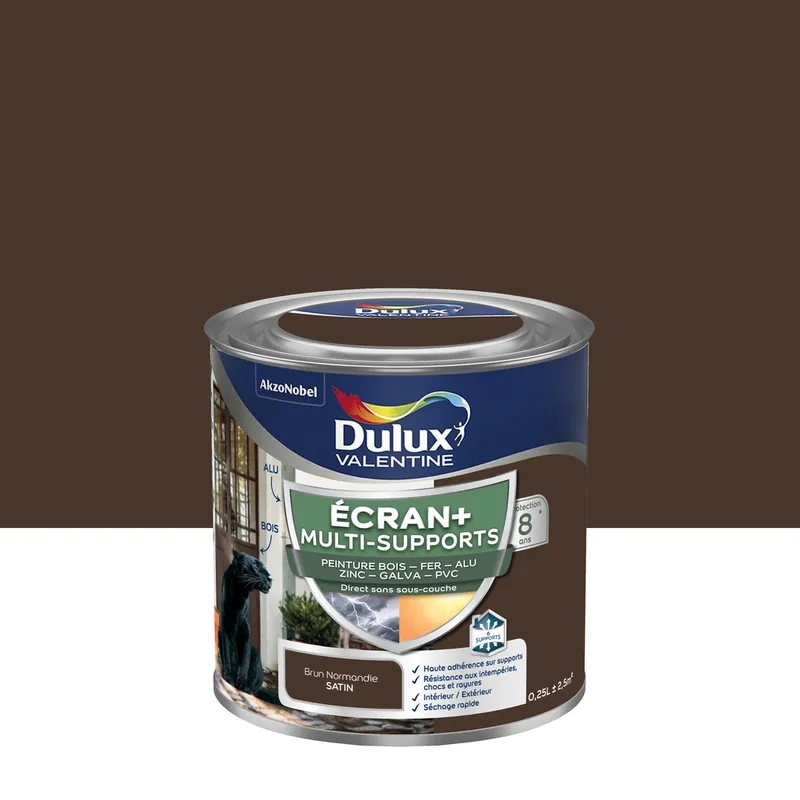 Prix Cassé Peinture Ecran+ Multi-supports Dulux Valentine Satin Brun Normandie 0,25 L