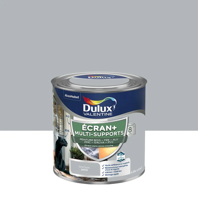 Remise Peinture Ecran+ Multi-supports Dulux Valentine Satin Gris Franc 0,25 L