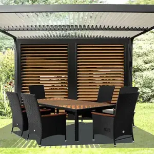 Pergola alu bioclimatique - Anthracite - L.360xH.231xP.300cm HABRITA Pas Cher