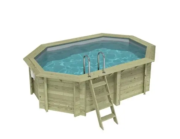 Acheter En Ligne Piscine hors sol en bois NEMO 4.3 x 3 - H.1.18 m, gris clair, cadre en métal - sans dalle - BAS7302OSPU2 ALTANKA