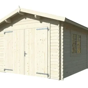 Populaire Garage en bois Prague 28 mm - L.386xH.268xP.544cm WHITE WOOD