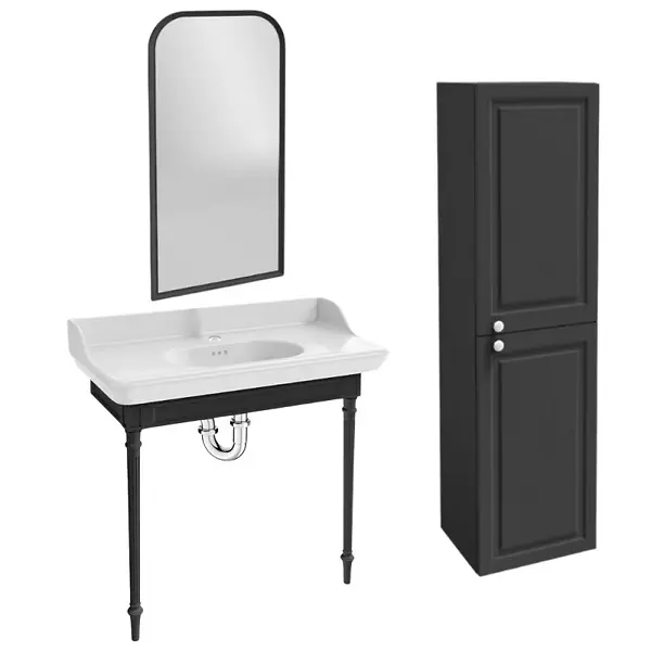 Console Cléo 1889 avec plan vasque + miroir + colonne droite + siphon chromé JACOB DELAFON Acheter En Ligne