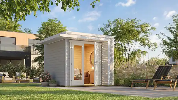 Réduction Abri de jardin en bois Amberley gris blanc - L.300xP.303cm WEKA