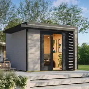 Nouvel Arrivage Abri de jardin en bois Amberley 3 - Gris/anth - L.350xP.353xH.233cm WEKA