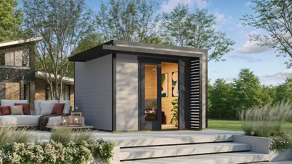 Nouvel Arrivage Abri de jardin en bois Amberley 3 - Gris/anth - L.350xP.353xH.233cm WEKA