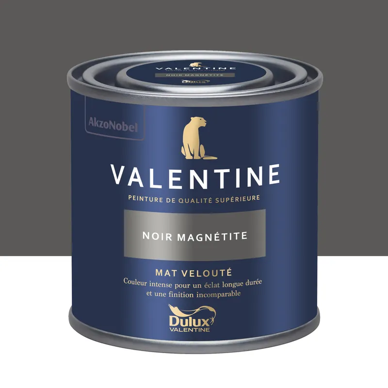 Peinture Valentine Mat Velouté Noir Magnétite 0,125 L - DULUX VALENTINE Populaire