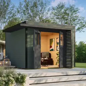 Super Prix Abri de jardin en bois Amberley 4 - Gris-vert et anthracite WEKA