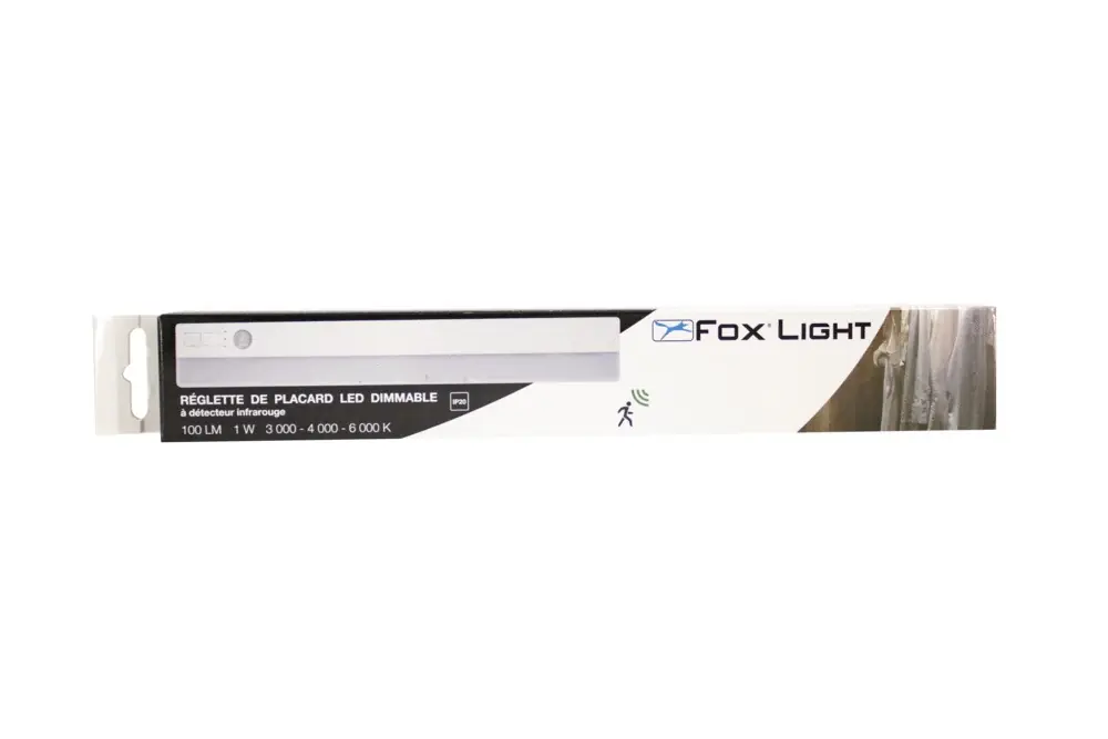 Réglette de placard LED blanc dynamique à piles avec détecteur 1W 100Lm FOX LIGHT Produit De Marque