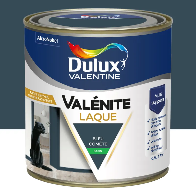 Haute Qualité Peinture Boiseries Laque Acrylique Valénite Bleu Comète Satin 0,5 L - DULUX VALENTINE