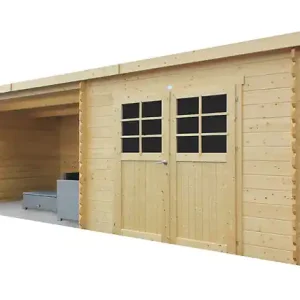 Super Prix Abri bois Rohan avec terrasse - L.668xH.220xP.300cm SOLID