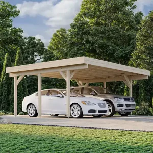 Carport bois Karl 2 voitures - Naturel - L.600xP.512xH.244cm PALMAKO Nouvel Arrivage