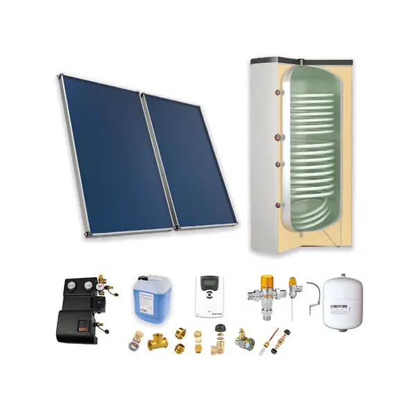 Chauffe-eau solaire 2 capteurs solaires toiture inclinée + ballon ECS 200L double échangeur - THERMADOR - PSOLECSP22 Solde