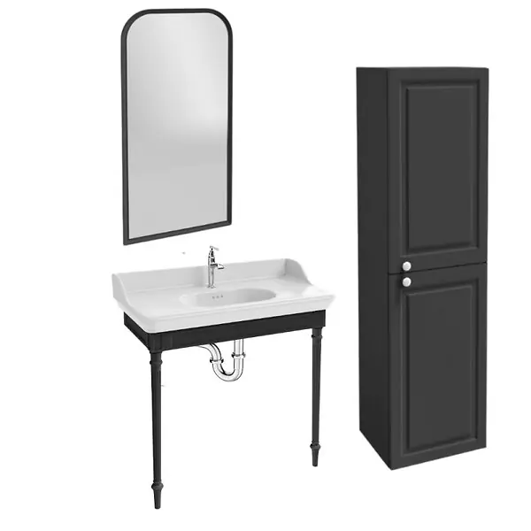 Prix Promo Console Cléo 1889 avec plan vasque + colonne droite + miroir + robinet lavabo chromé + siphon chromé JACOB DELAFON