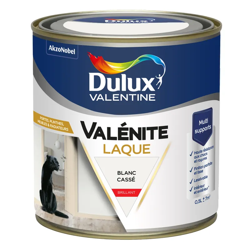 Meilleur Choix Peinture Boiseries Laque Acrylique ValéniteBlanc Brill 0,5 L - DULUX VALENTINE