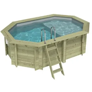 Paiement Sécurisé Piscine hors sol en bois NEMO 4.3 x 3 - H.1.18 m avec plage, gris clair, fixations à sceller - BAS7302OSPI2+PLA302 ALTANKA