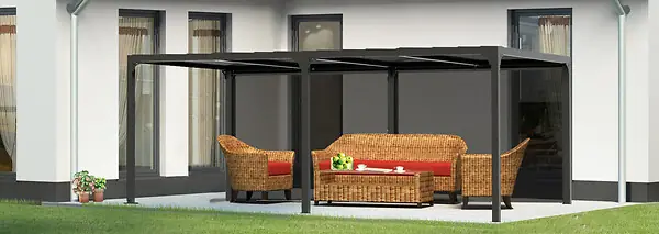 Pergola bioclimatique alu - Gris anthracite - L.360xl.598cm HABRITA Paiement Sécurisé