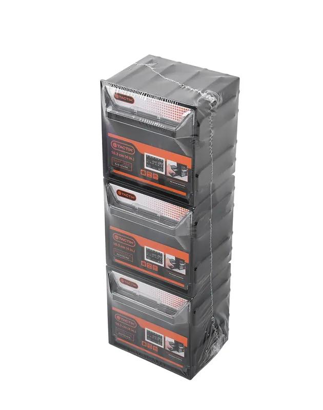 Bac de rangement plastique empilable par 3 - TACTIX Promotion