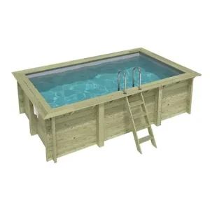 Piscine hors sol en bois AQUA 4.65 x 2.85 - H.1.24 m, gris clair, fixations à visser - BAS7306OSPL2 ALTANKA Satisfait Ou Remboursé