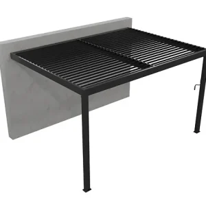 Paiement Sécurisé Pergola adossée Sartre aluminium - Gris - H.240xL.400xP.300 ELSEALU