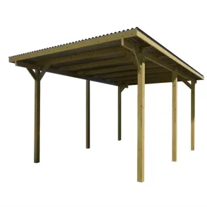 Carport simple - 606 Imprégné - 297 x 115 cm - toit PVC Livraison gratuite domicile WEKA Commande En Gros