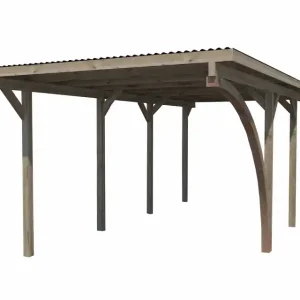 Super Prix Carport simple - 606 Imprégné avec arc - 311 x 116 cm - toit PVC Livraison gratuite domicile WEKA