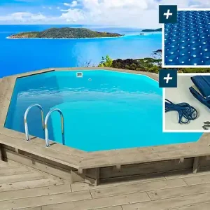 Commander Vite Piscine bois "Florida 145 " - 6.57 x 4.57 x 1.45 m + Bâche à bulles 180 µ + Bâche hiver 280 gr/m² HABITAT ET JARDIN