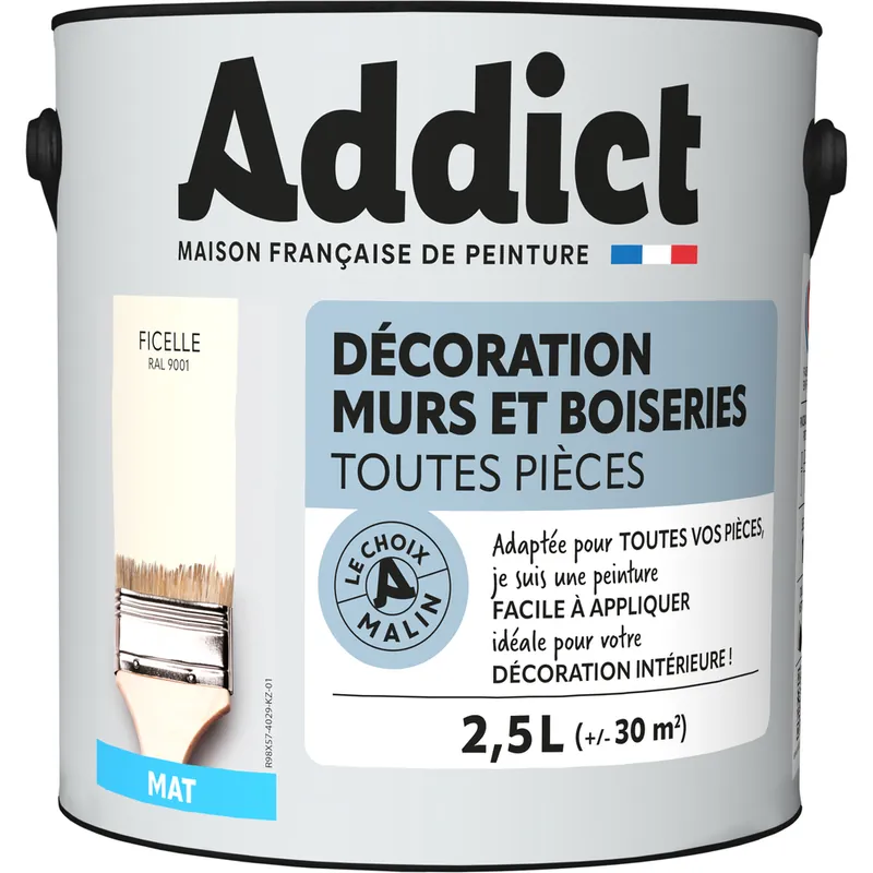 Super Prix Peinture décoration Murs et Boiseries MAT 2.5 L ficelle - ADDICT
