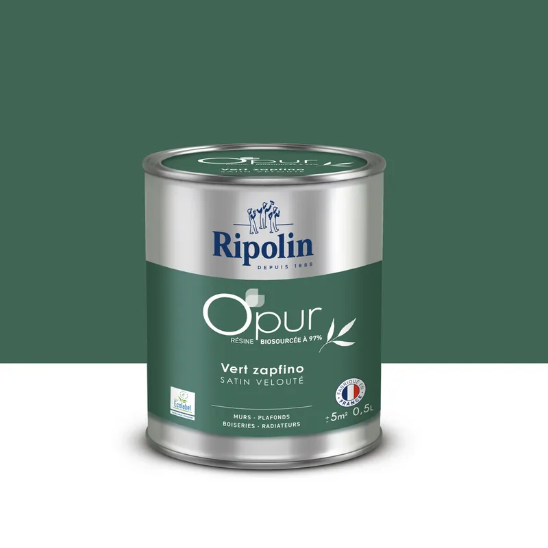 Peinture O‘PUR Satin VERT ZAPFINO 0,5L - RIPOLIN Marque