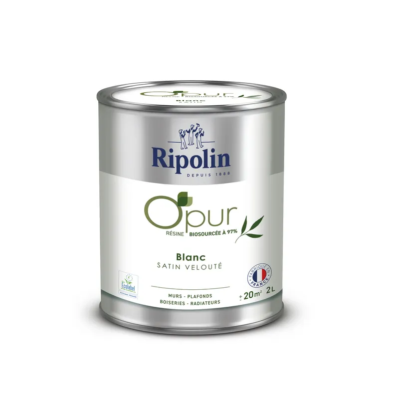 Peinture O‘PUR Satin BLANC 2L - RIPOLIN Meilleur Prix