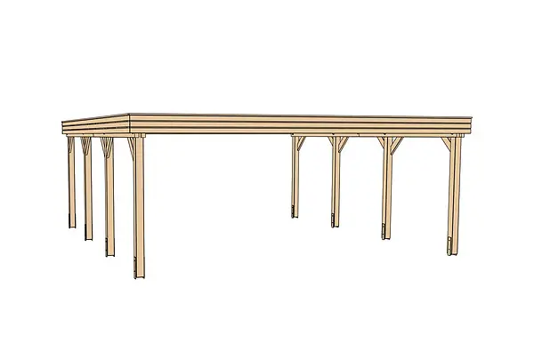 Expédition Rapide Carport double 609 T1 pin - Vert - L.604xH.240xP.614cm WEKA