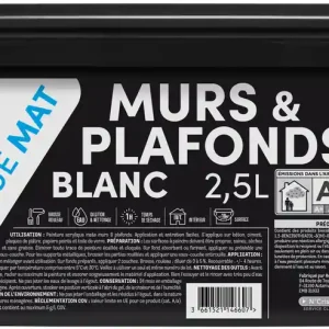 Must-Have Peinture intérieure Murs et Plafonds Acrylique Mat blanc 2.5L TDP