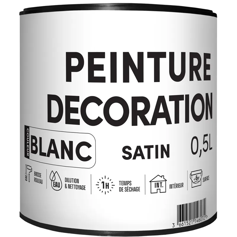 Peinture acrylique Satin Blanc 0.5 L TDP Expédition Rapide