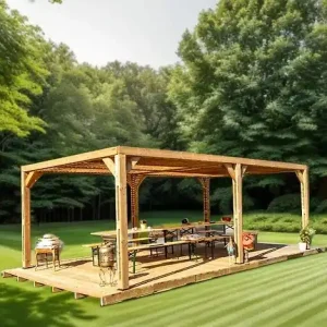 Pergola bois THT autoportante - L.341xP.614xH.217cm HABRITA Livraison Express