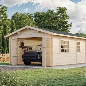 Garage en bois Roger - 44 mm - L.426xP.598xH.276cm PALMAKO Usine Directe
