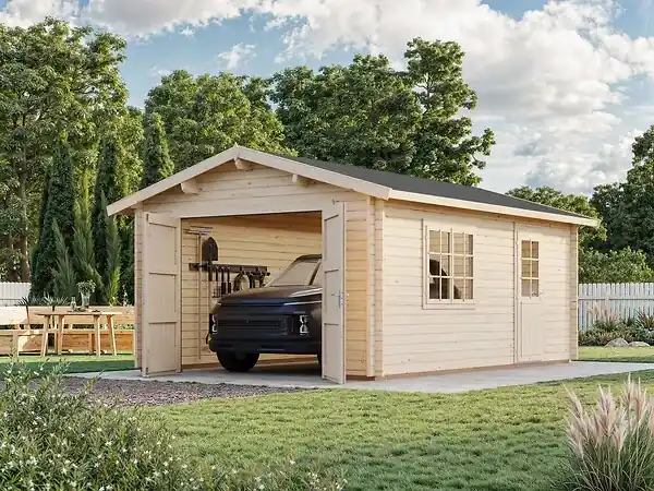 Garage en bois Roger - 44 mm - L.426xP.598xH.276cm PALMAKO Usine Directe