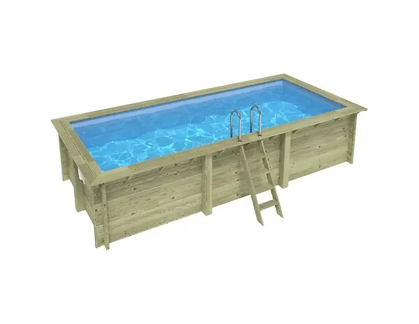 Commande En Gros Piscine hors sol en bois AQUA 6.1 x 2.85 - H.1.31 m, bleu pâle, fixations à sceller - BAS7307OSPI ALTANKA