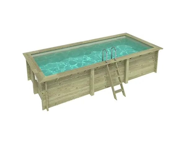 Quantité Limitée Piscine hors sol en bois AQUA 6.1 x 2.85 - H.1.31 m, sable, fixations à sceller - BAS7307OSPI3 ALTANKA