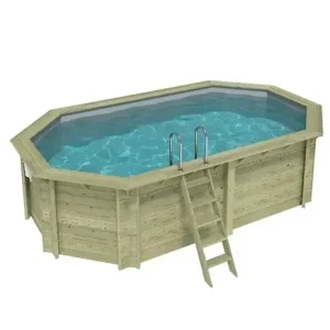 Jusqu'à Épuisement Des Stocks Piscine hors sol en bois NEMO 5.79 x 3.49 - H.1.45 m, gris clair, fixations à sceller - BAS7304OSPI2 ALTANKA