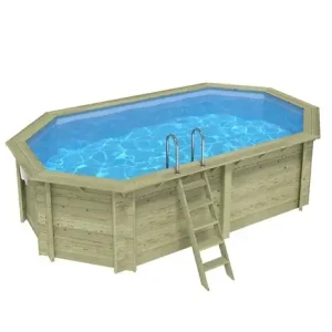 Piscine hors sol en bois NEMO 5.79 x 3.49 - H.1.45 m, bleu pâle, fixations à sceller - BAS7304OSPI ALTANKA Haute Qualité