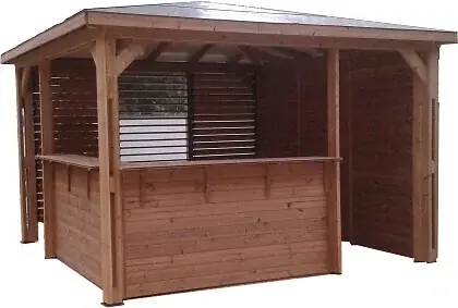Pool house bois Blueterm 14m² - Marron - L.379xH.284xP.379cm HABRITA Nouvelle Collection