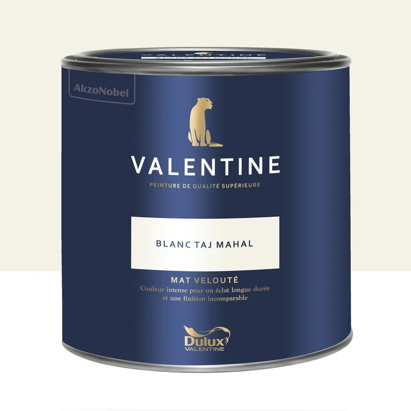 Peinture Valentine Mat Velouté Blanc Taj Mahal 2 L - DULUX VALENTINE Nouvelle Collection